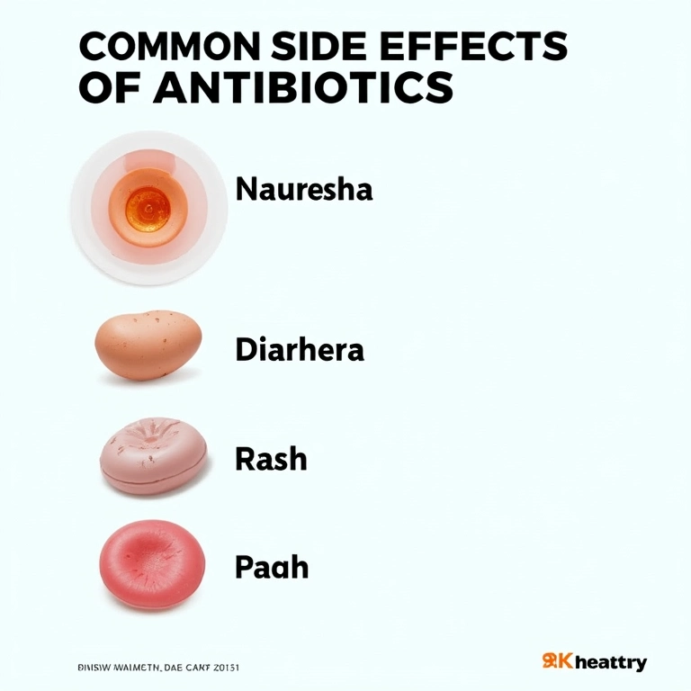 Efeitos colaterais comuns do uso de antibióticos.
