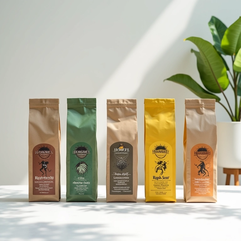 Embalagens de diversas marcas brasileiras de café especial.