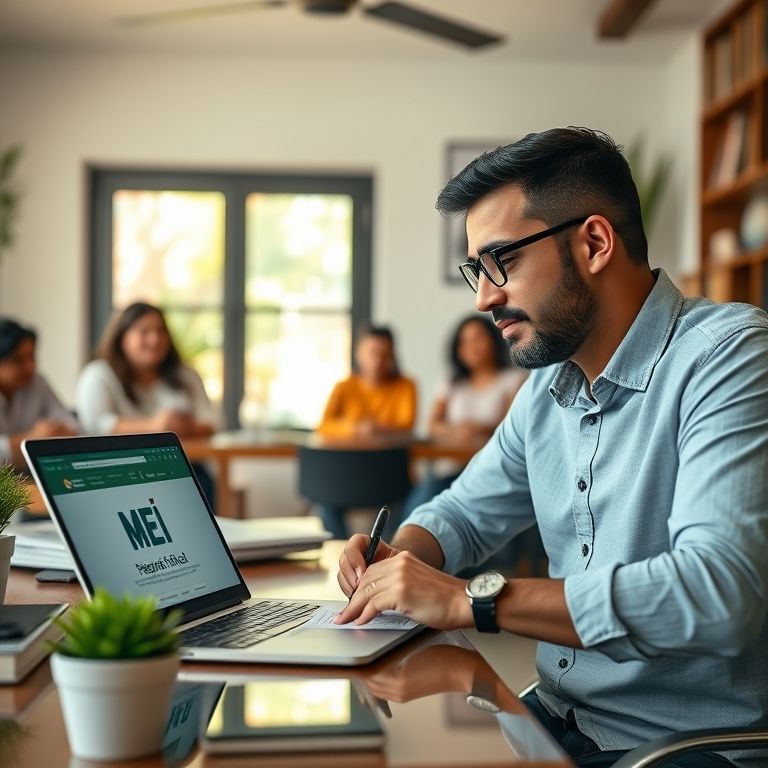 Empreendedor brasileiro formalizando MEI online.
