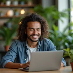 Facebook Ads Para Negócios Locais Alcance Mais Clientes Empreendedora brasileira analisando anúncios do Facebook em coworking vibrante.