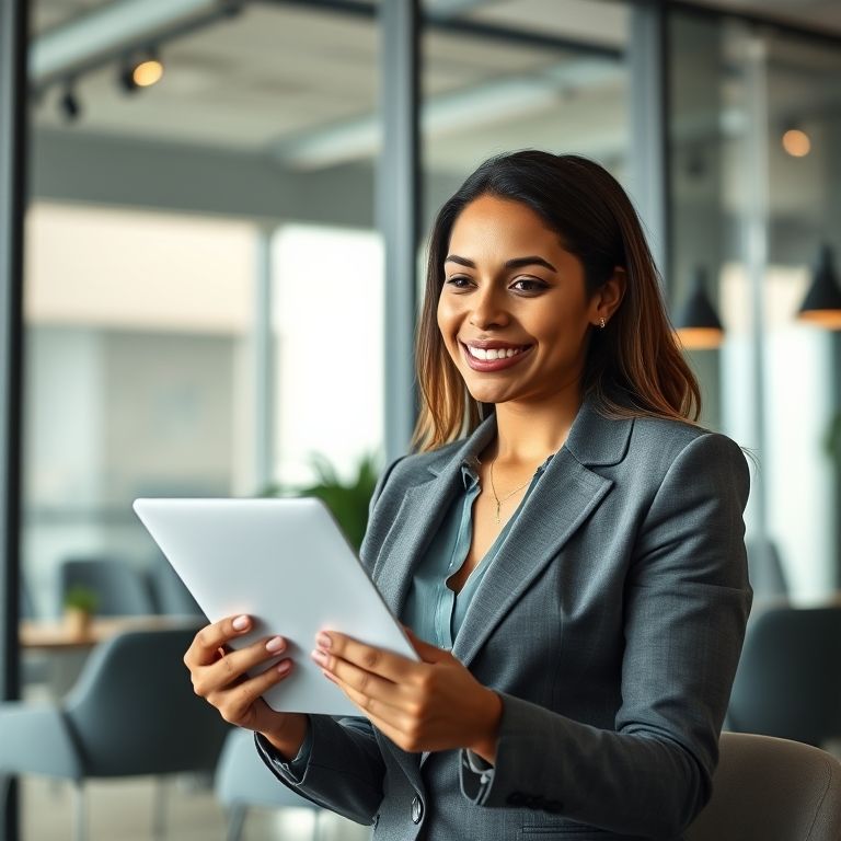 Empreendedora brasileira enviando um e-mail de agradecimento após um evento de networking.