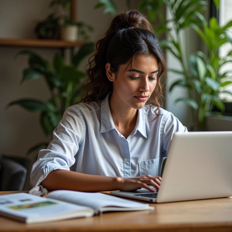 Empreendedora criando anúncio para marketplace.