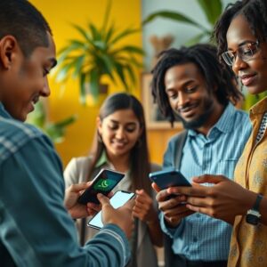 Empreendedores brasileiros diversos usando WhatsApp Business para otimizar suas vendas.