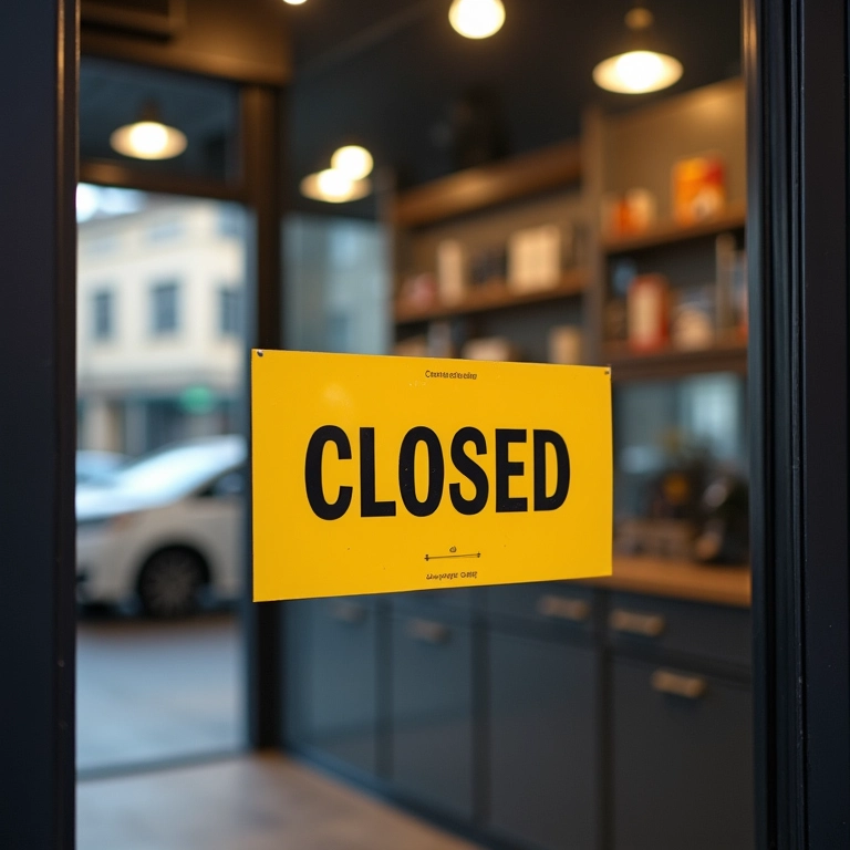 Empresa fechada, simbolizando a dissolução por evasão fiscal.