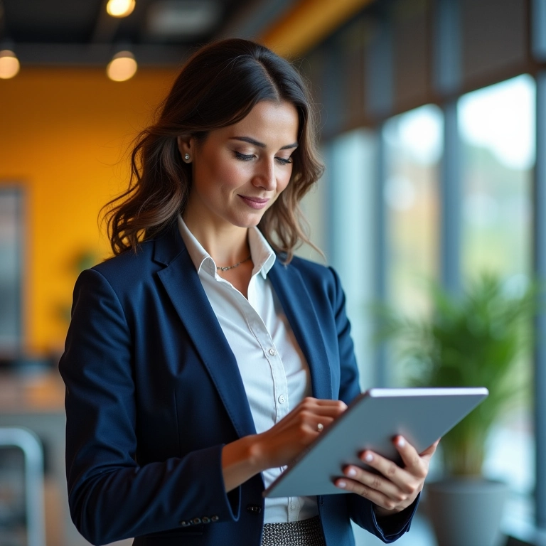 Empresária brasileira tomando decisões assertivas com dados financeiros.