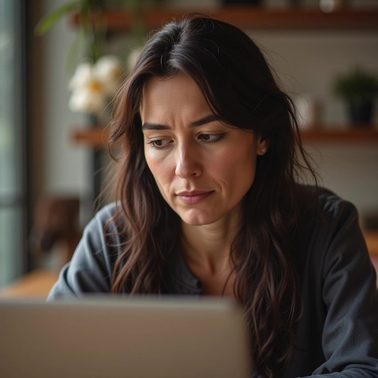 Empresária determinada olhando preços baixos da concorrência online.