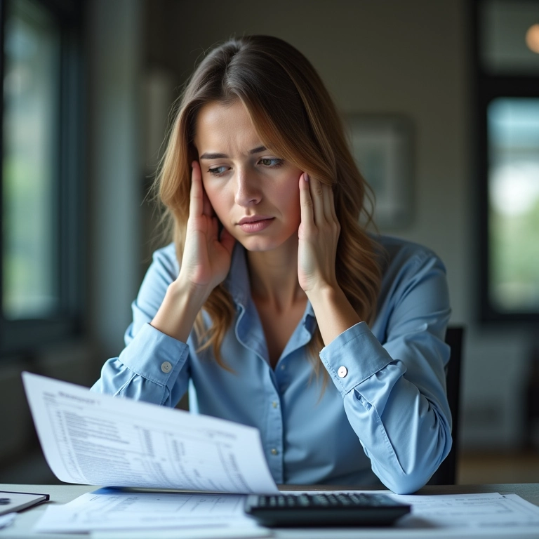 Empresária preocupada analisando custos da transformação de MEI para ME em planilha.
