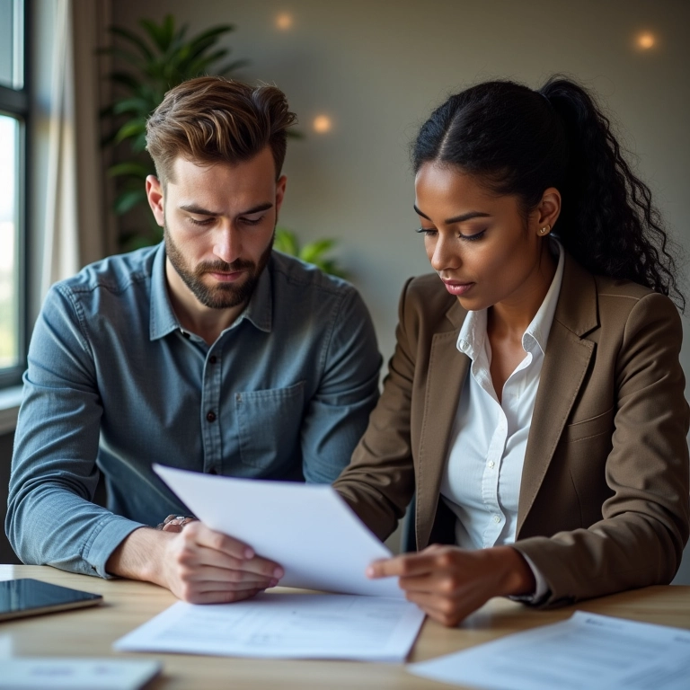 Empresário e contador alinhando valores e objetivos em escritório.