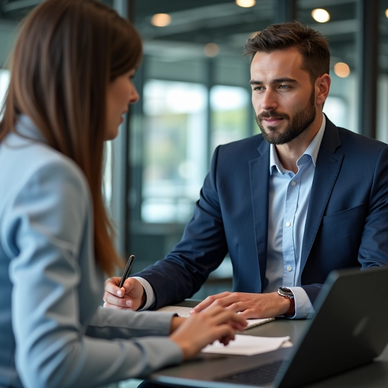 Empresário e contador se comunicando por videoconferência.