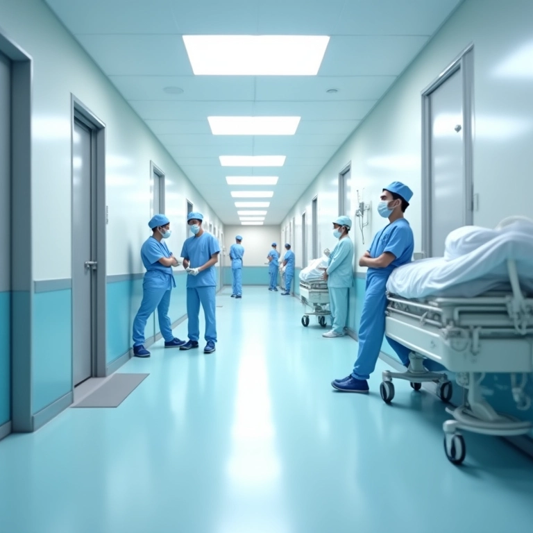 Enfermaria de hospital com layout inteligente e fluxo eficiente.