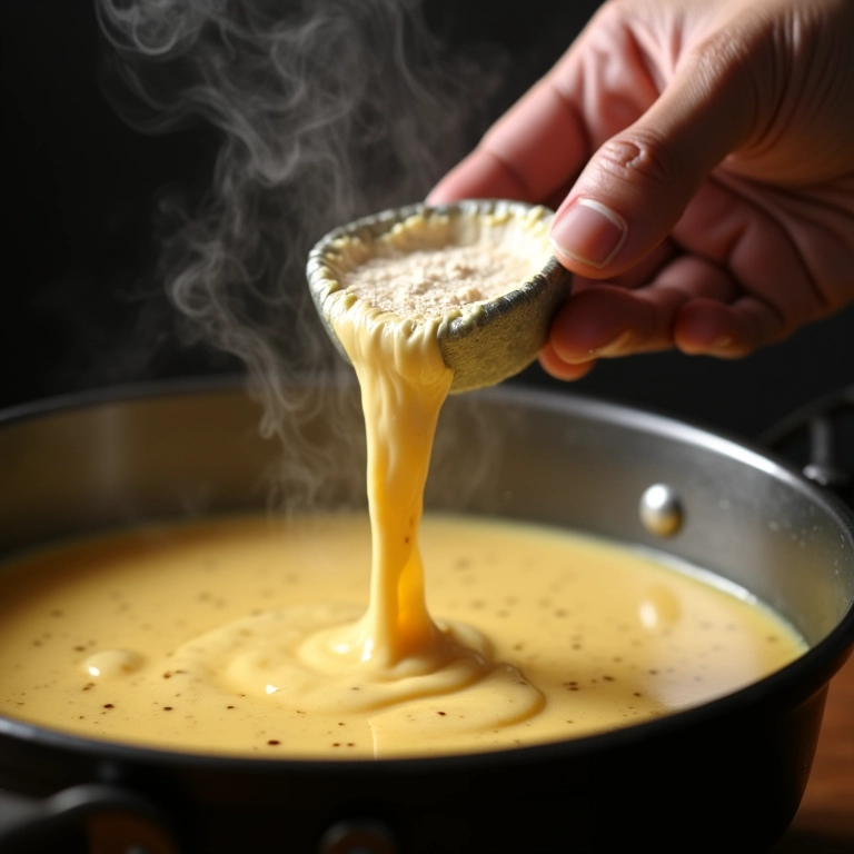 Engrossando o caldo do feijão.