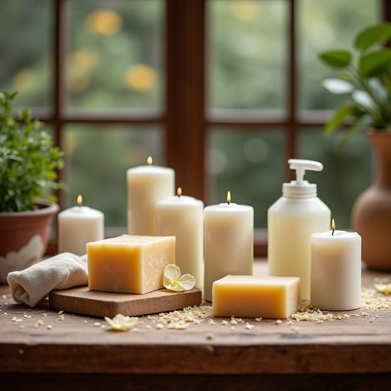 Equipamentos e materiais essenciais para fazer sabonetes e velas.