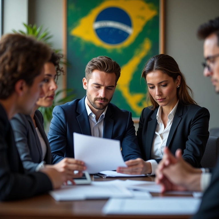 Equipe analisando documentos legais para evitar problemas financeiros através do canal de denúncias.