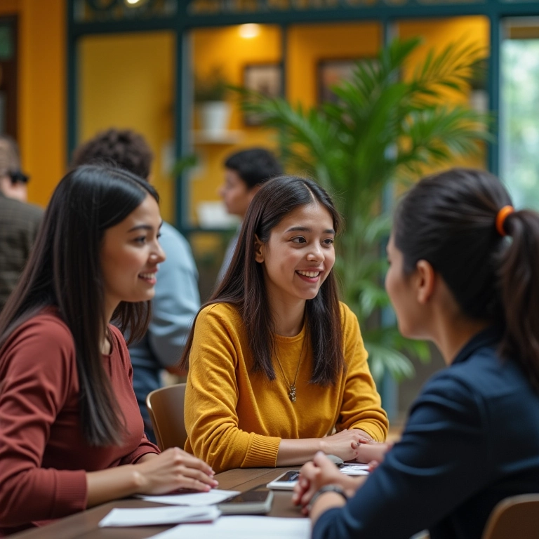 Equipe de atendimento participando de treinamento.