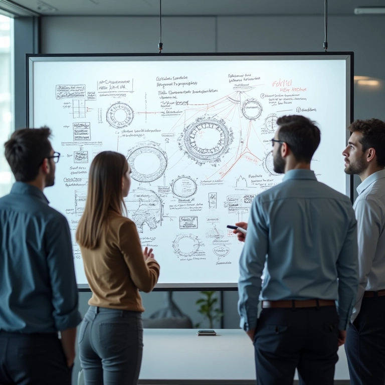 Equipe de negócios colaborando em um escritório moderno.