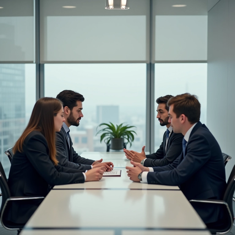 Equipe de negócios tomando uma decisão rápida em uma reunião.