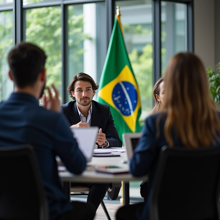 Equipe em treinamento de vendas.