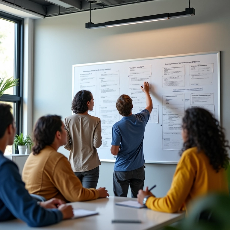 Equipe Scrum adaptando plano de projeto a novas mudanças.