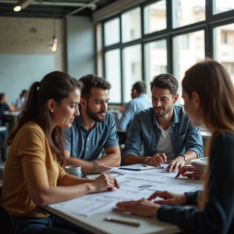 Equipe Scrum resolvendo problema rapidamente em ambiente de trabalho.