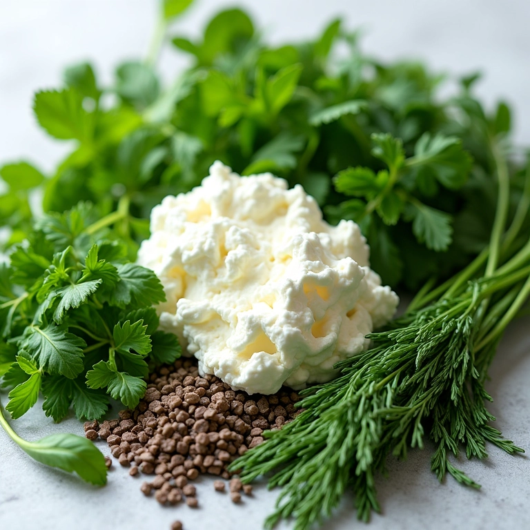 Ervas frescas e aromáticas para temperar a ricota.