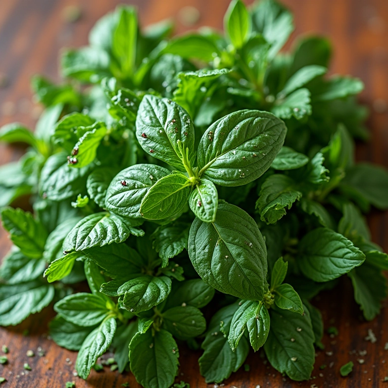 Ervas frescas (manjericão, salsa, hortelã) sendo salpicadas sobre uma salada.