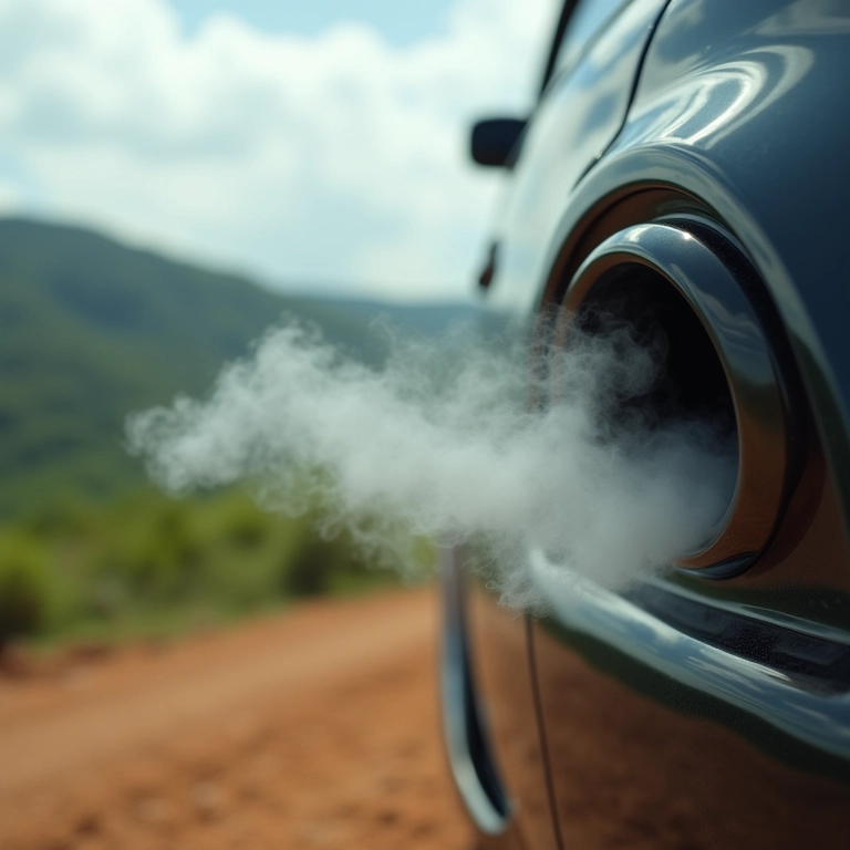 Escapamento de carro emitindo fumaça excessiva.