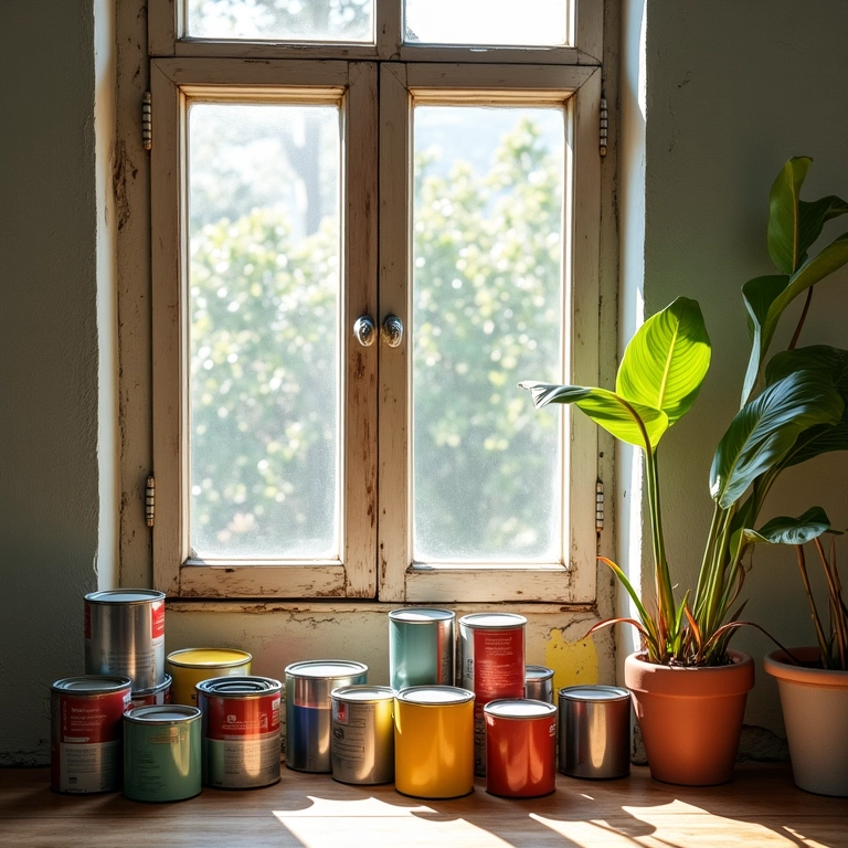 Escolhendo a cor de tinta ideal para a janela de madeira.