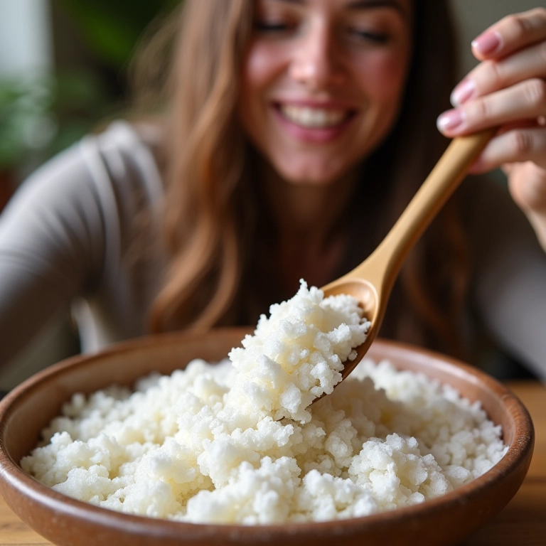 Esfoliante de sal grosso e óleo de coco para revitalização capilar.