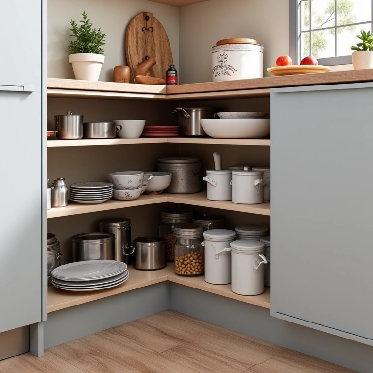 Espaço de armazenamento organizado sob o banco de um canto alemão.