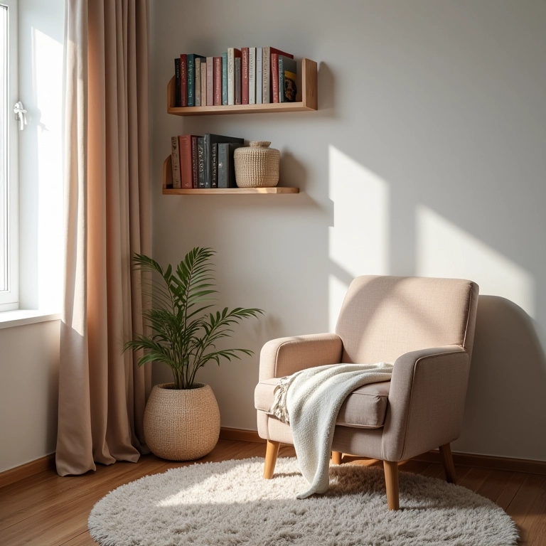 Espaço de relaxamento na sala de estudos para pausas revigorantes.