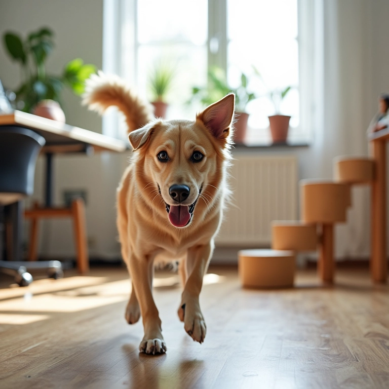 Espaço para brincar e se exercitar em um escritório pet-friendly.