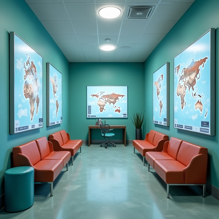 Espaços de espera diferenciados em hospital veterinário.