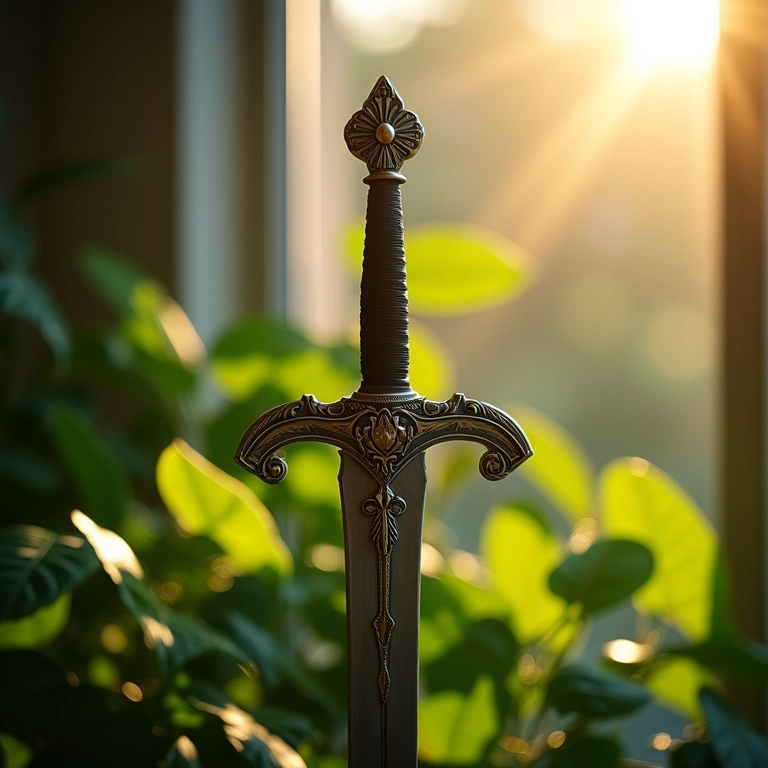 Espada de São Jorge recebendo luz indireta perto de uma janela.