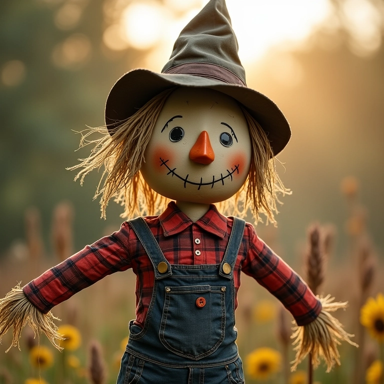 Espantalho com movimento para evitar costume dos pássaros.