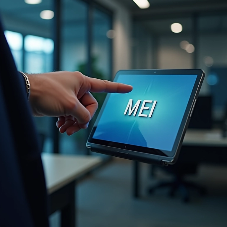 Especialista dando dicas para abrir MEI em tablet.