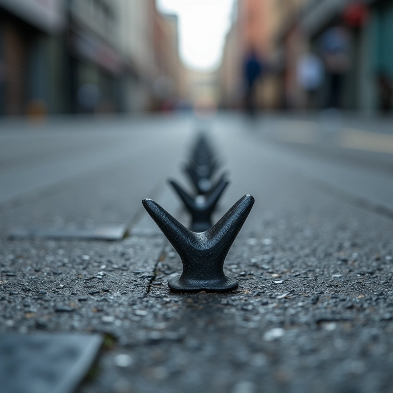 Espinhos em superfície plana, arquitetura hostil.