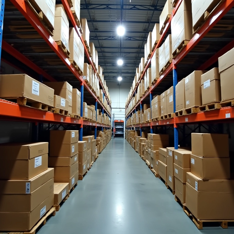 Estoque de produtos bem organizado para marketplace.