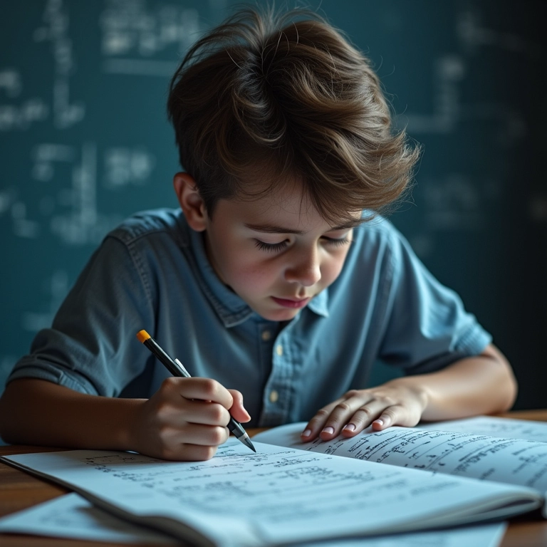 Estudante estudando equações complexas sobre a Teoria do Caos.