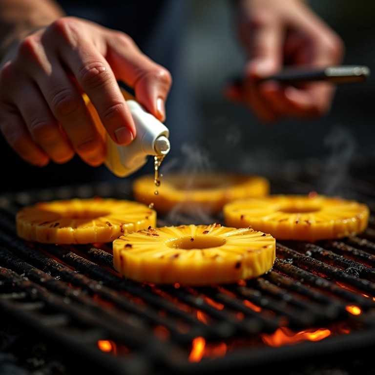 Evitando que o abacaxi grude na grelha.