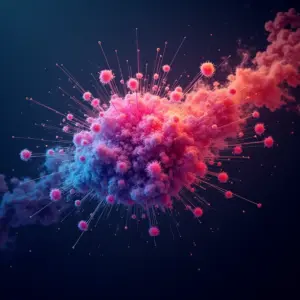 Viral: O Segredo Por Trás dos Conteúdos que Explodem Explosão de rede abstrata representando conteúdo viral.