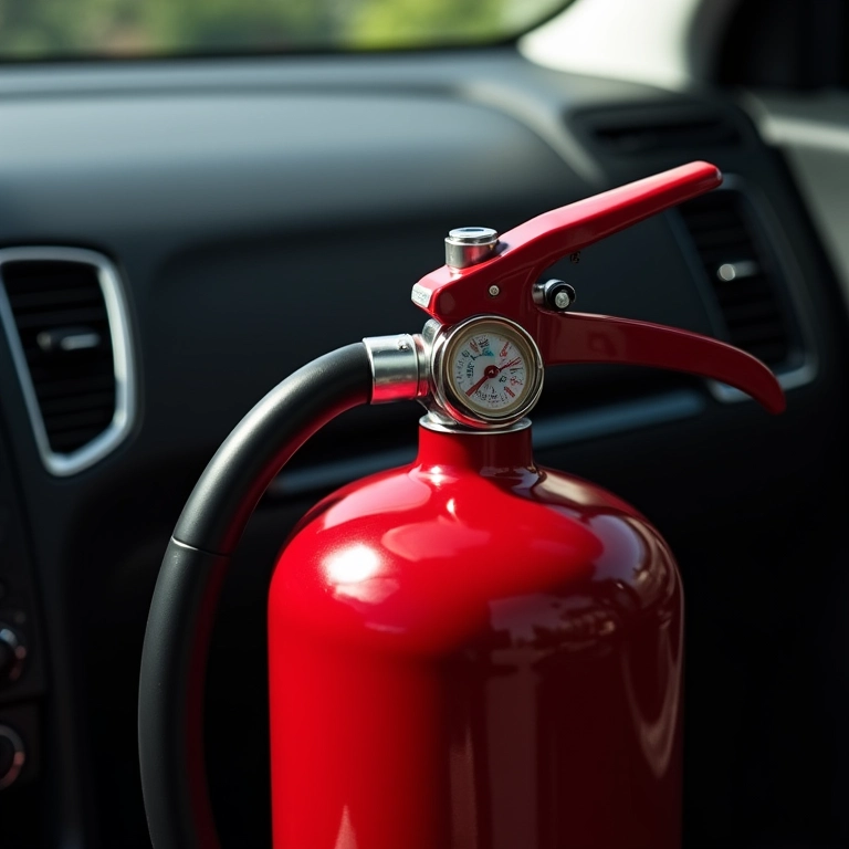 Extintor ABC em carro, destacando sua importância e versatilidade.