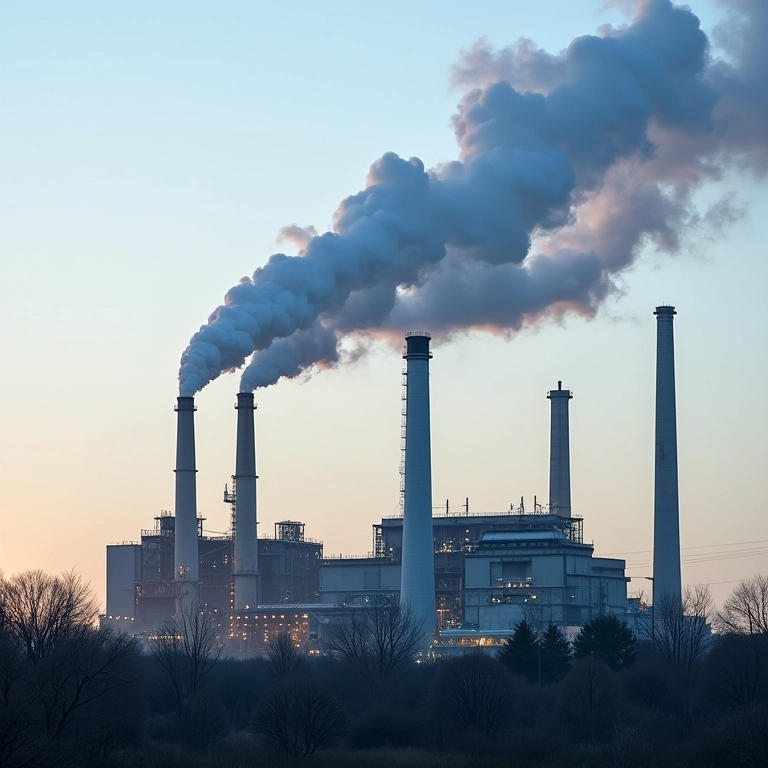 Fábrica com emissão reduzida de fumaça.