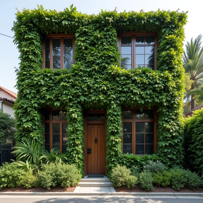 Fachada com jardim vertical, considerando clima e incidência solar.