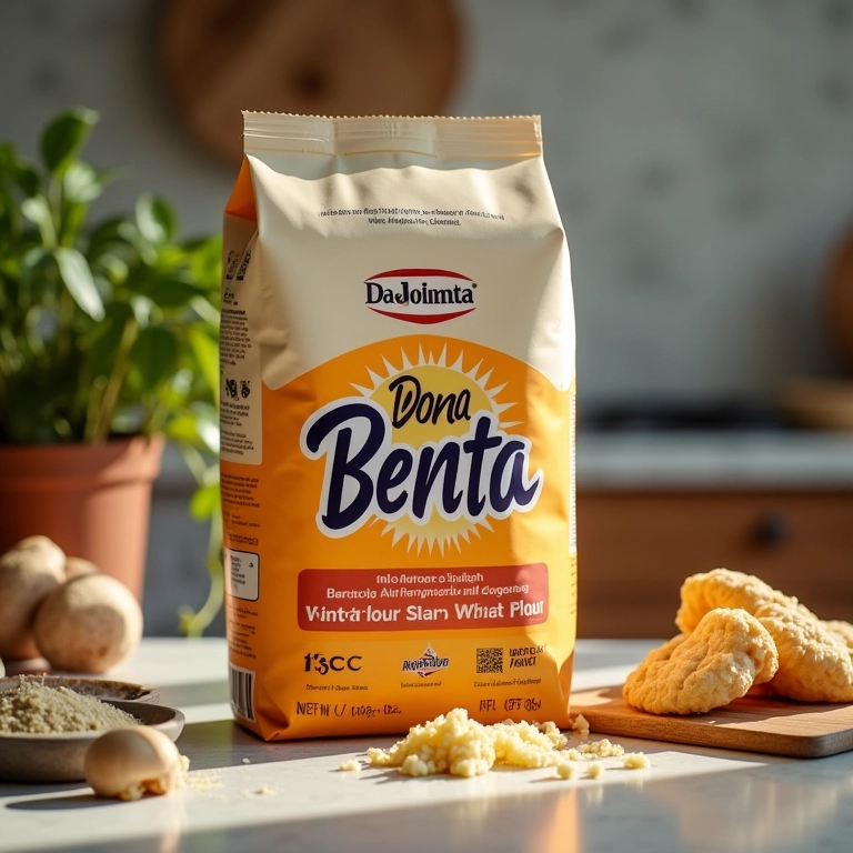 Farinha de trigo Dona Benta, ingrediente essencial para a massa da coxinha.