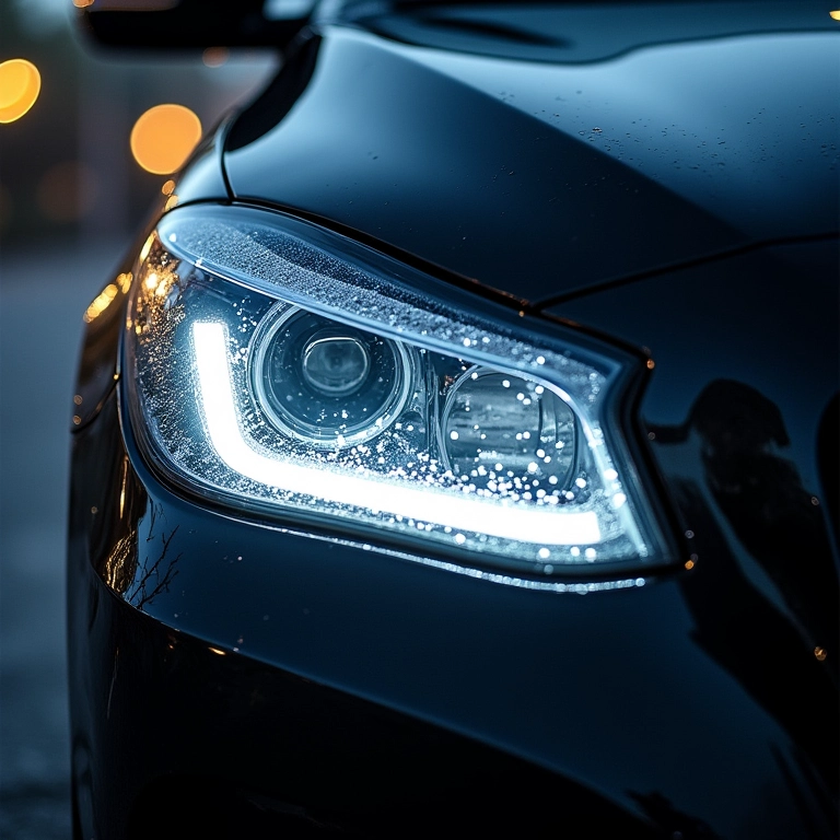 Farol embaçado por dentro devido à umidade.