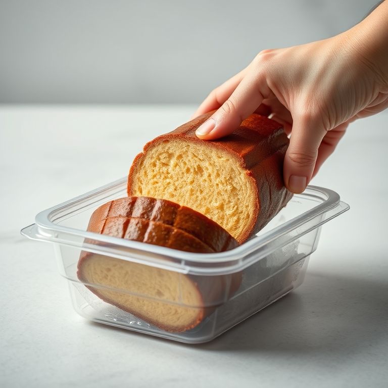 Fatias de bolo de rolo sendo armazenadas para congelar