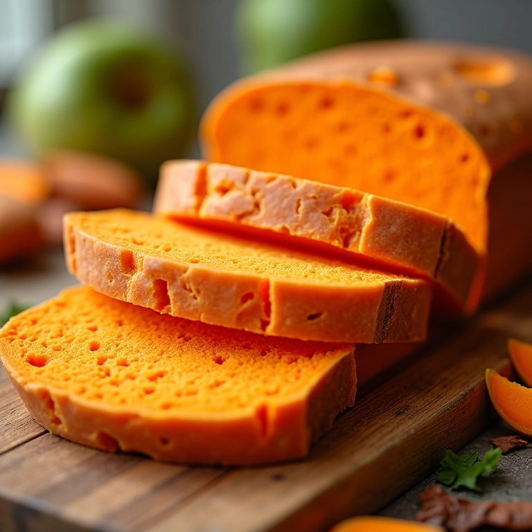Fatias de pão de batata doce sem glúten.