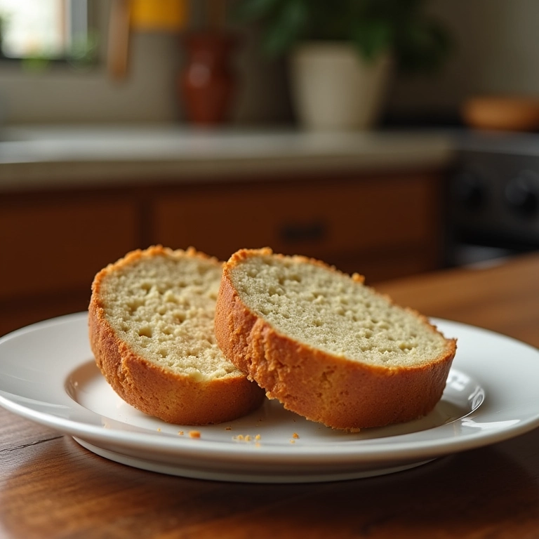 Fatias de torta de liquidificador de banana com canela.