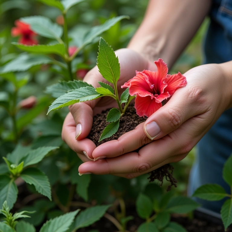 Fazendo mudas de hibisco através de estacas.