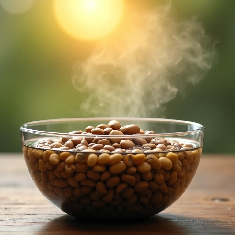 Feijão de molho na água.